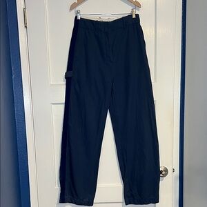 Zara Women's Navy Trousers w Side Detail
